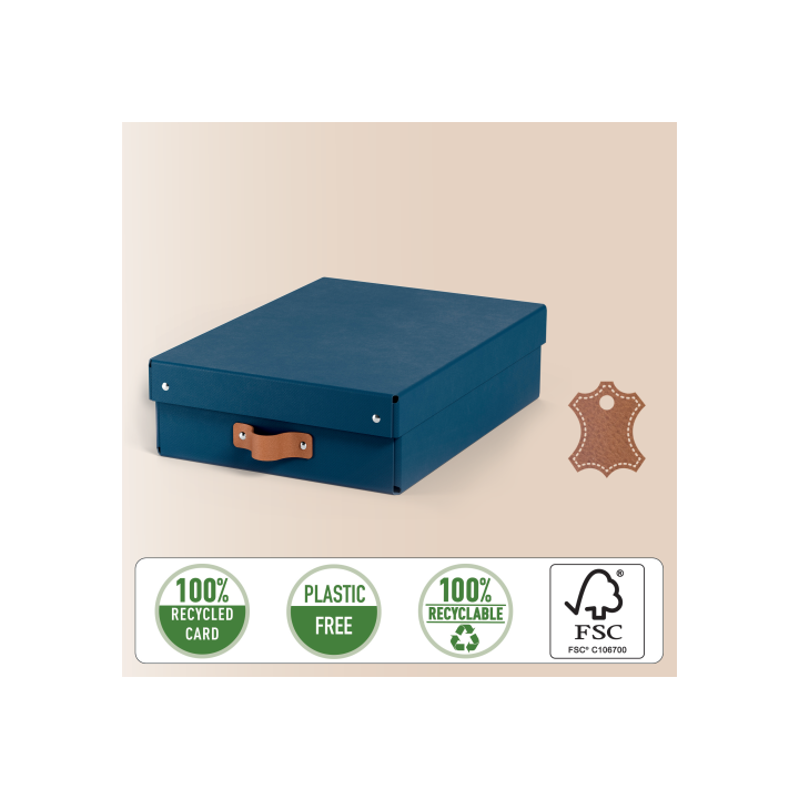 Pack 2 cajas de almacenamiento cartón mediana baja color azul leitz 61480068