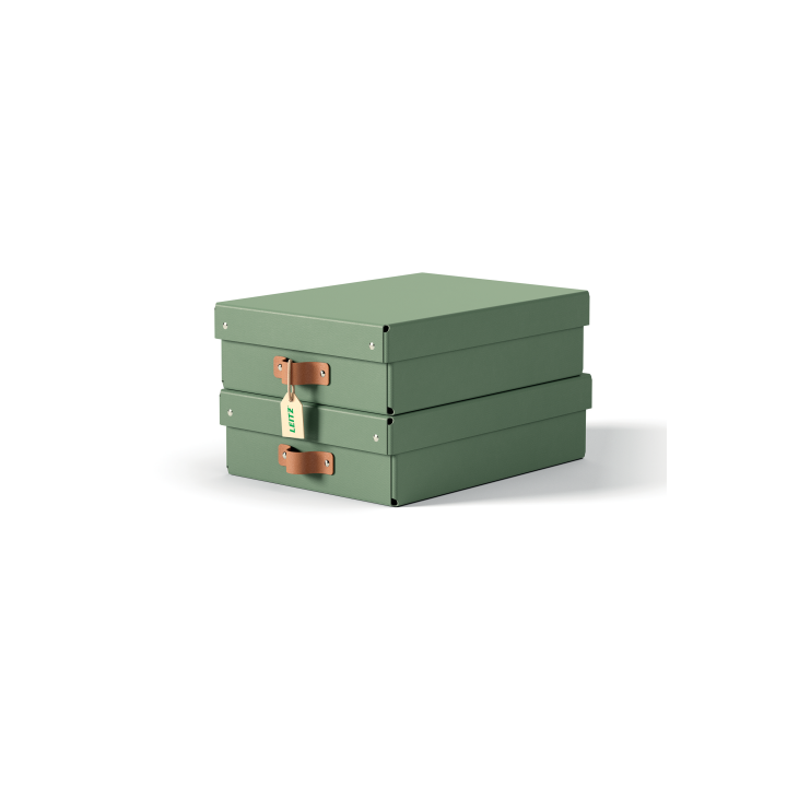Pack 2 cajas de almacenamiento cartón mediana baja color verde leitz 61480050