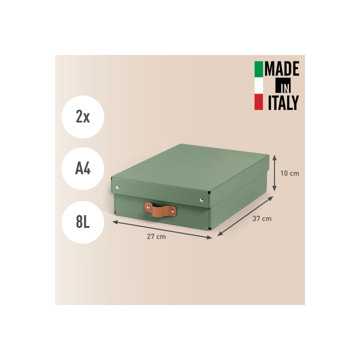 Pack 2 cajas de almacenamiento cartón mediana baja color verde leitz 61480050