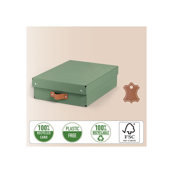Pack 2 cajas de almacenamiento cartón mediana baja color verde leitz 61480050