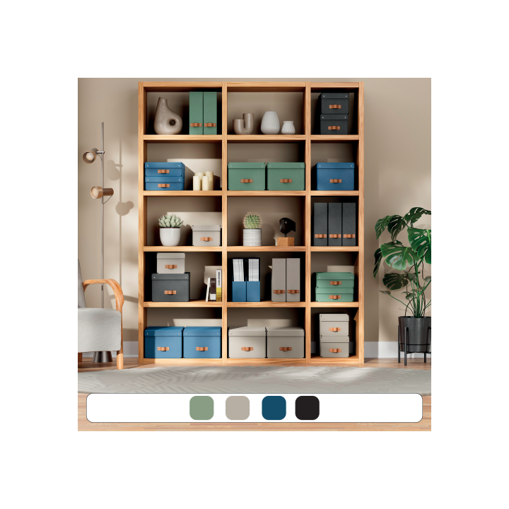 Pack 2 cajas de almacenamiento cartón mediana baja color verde leitz 61480050