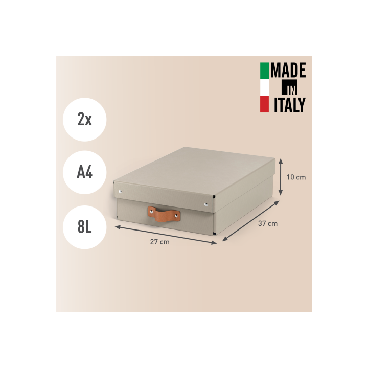 Pack 2 cajas de almacenamiento cartón mediana baja color beige leitz 61480012