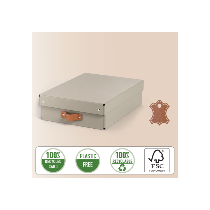 Pack 2 cajas de almacenamiento cartón mediana baja color beige leitz 61480012