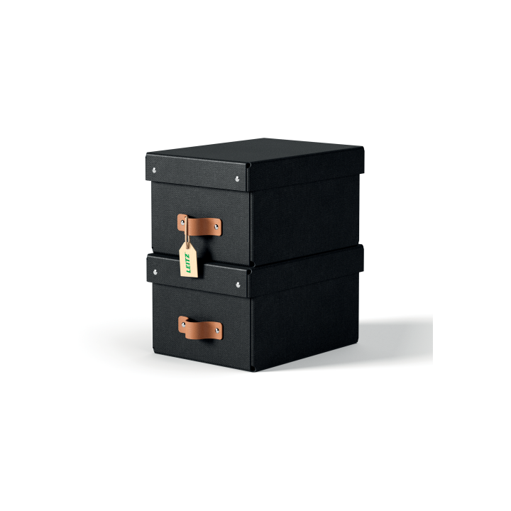 Pack 2 cajas de almacenamiento cartón pequeña color negro leitz 61470095