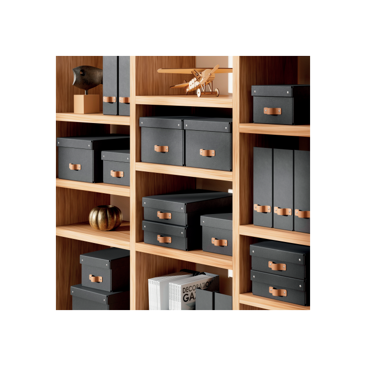 Pack 2 cajas de almacenamiento cartón pequeña color negro leitz 61470095