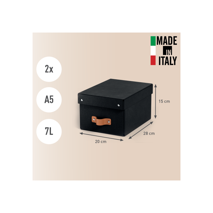 Pack 2 cajas de almacenamiento cartón pequeña color negro leitz 61470095