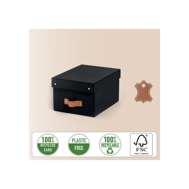 Pack 2 cajas de almacenamiento cartón pequeña color negro leitz 61470095