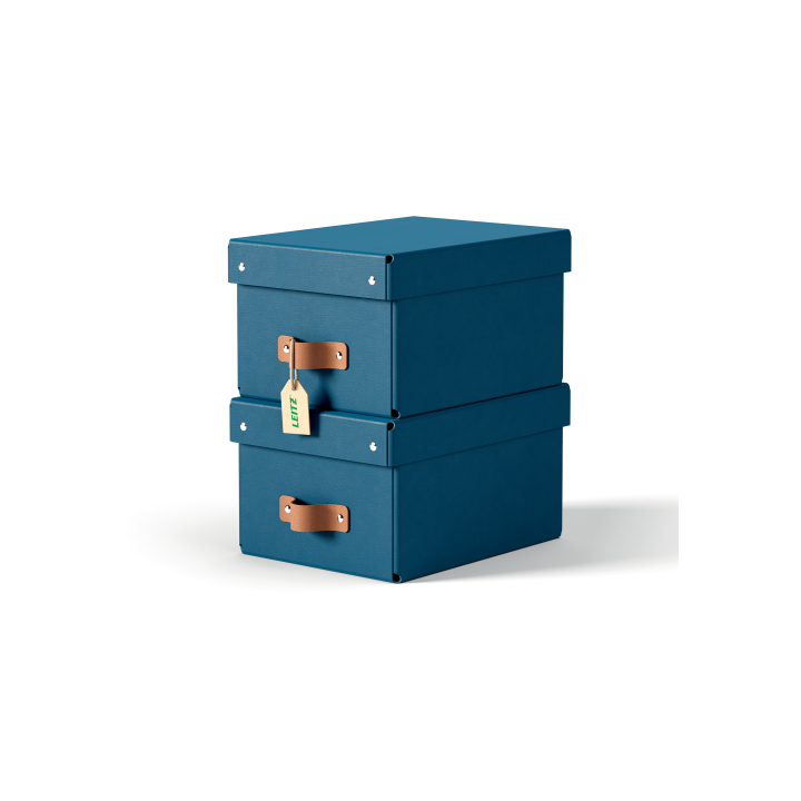 Pack 2 cajas de almacenamiento cartón pequeña color azul leitz 61470068