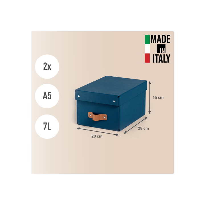 Pack 2 cajas de almacenamiento cartón pequeña color azul leitz 61470068