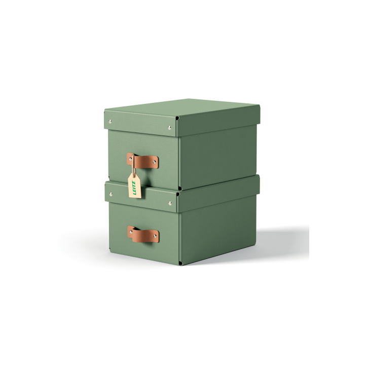 Pack 2 cajas de almacenamiento cartón pequeña color verde leitz 61470050