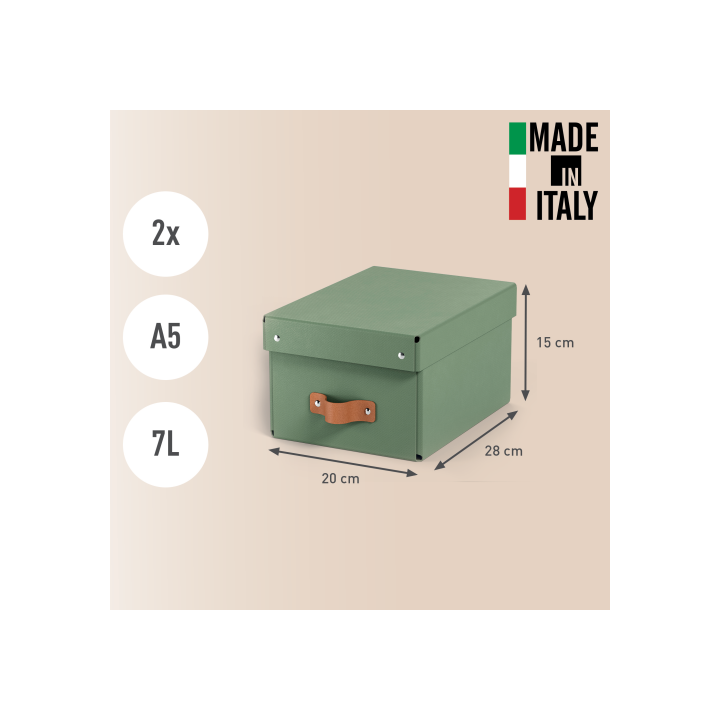 Pack 2 cajas de almacenamiento cartón pequeña color verde leitz 61470050