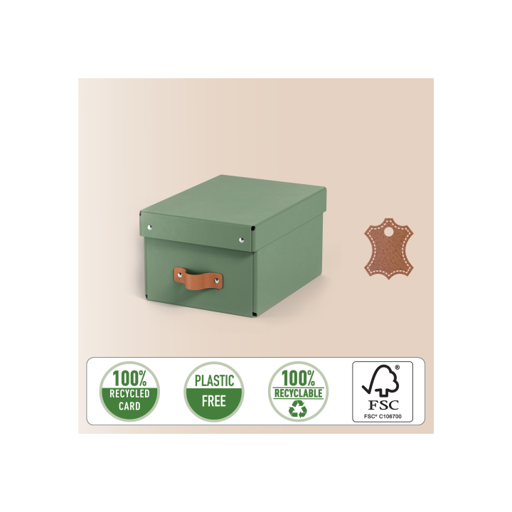 Pack 2 cajas de almacenamiento cartón pequeña color verde leitz 61470050