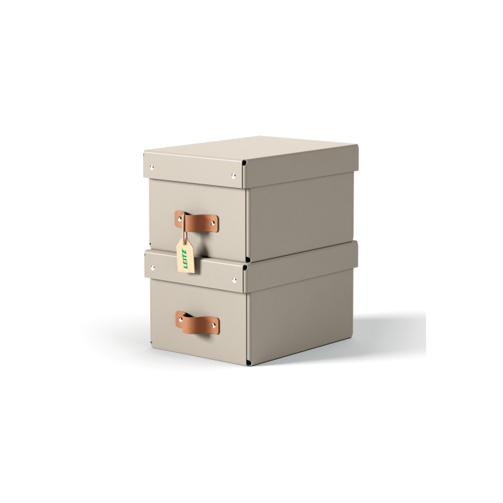 Pack 2 cajas de almacenamiento cartón pequeña color beige leitz 61470012