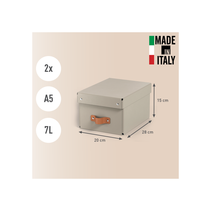 Pack 2 cajas de almacenamiento cartón pequeña color beige leitz 61470012