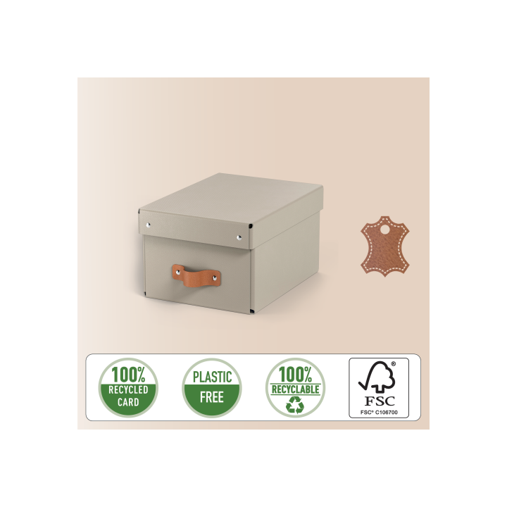Pack 2 cajas de almacenamiento cartón pequeña color beige leitz 61470012
