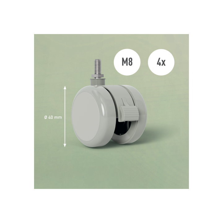 Pack de 4 ruedas para mesa eléctrica color gris leitz 53740085