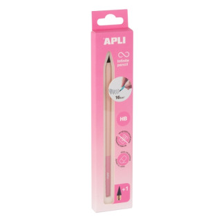 Apli Infinite Pencil Nordik Pack de Lapiz Infinito HB + Mina de Recambio + Tapon Protector - Para Escribir hasta 16km - Color R