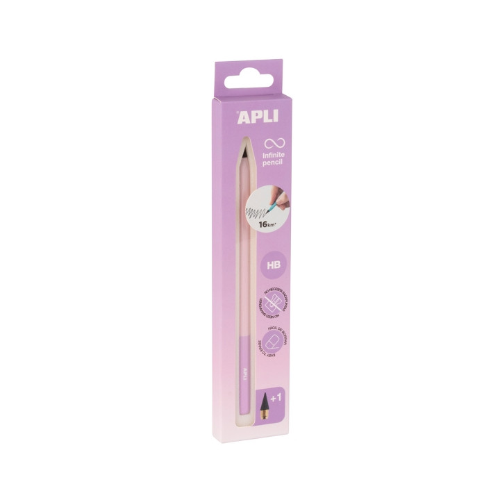 Apli Infinite Pencil Nordik Pack de Lapiz Infinito HB + Mina de Recambio + Tapon Protector - Para Escribir hasta 16km - Color L