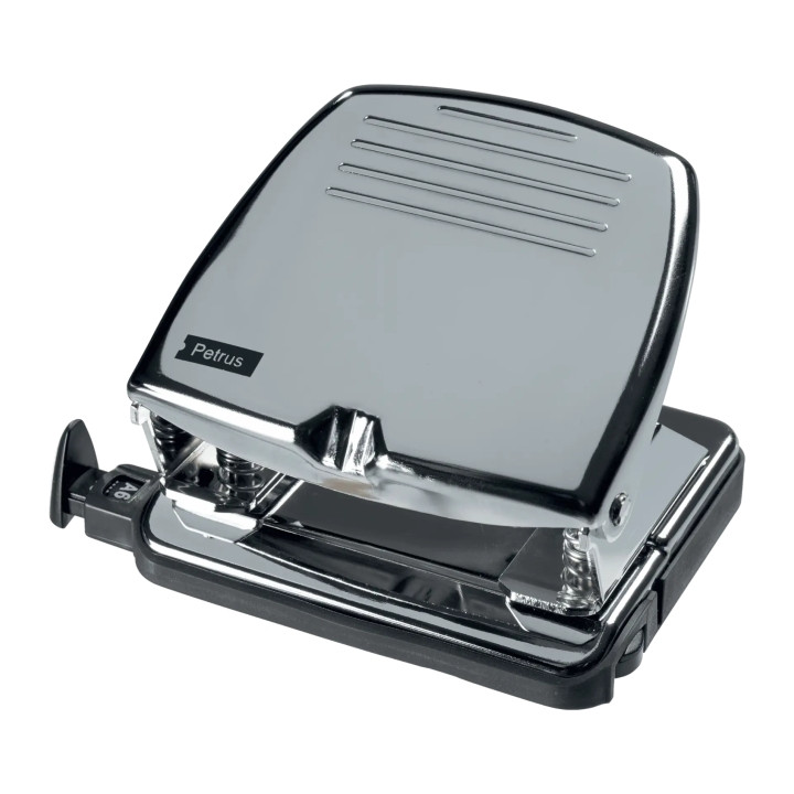 Petrus 65C Taladro Perforador - Hasta 20 Hojas - Marcas de Formato - Punzones 5.5mm - Color Cromado