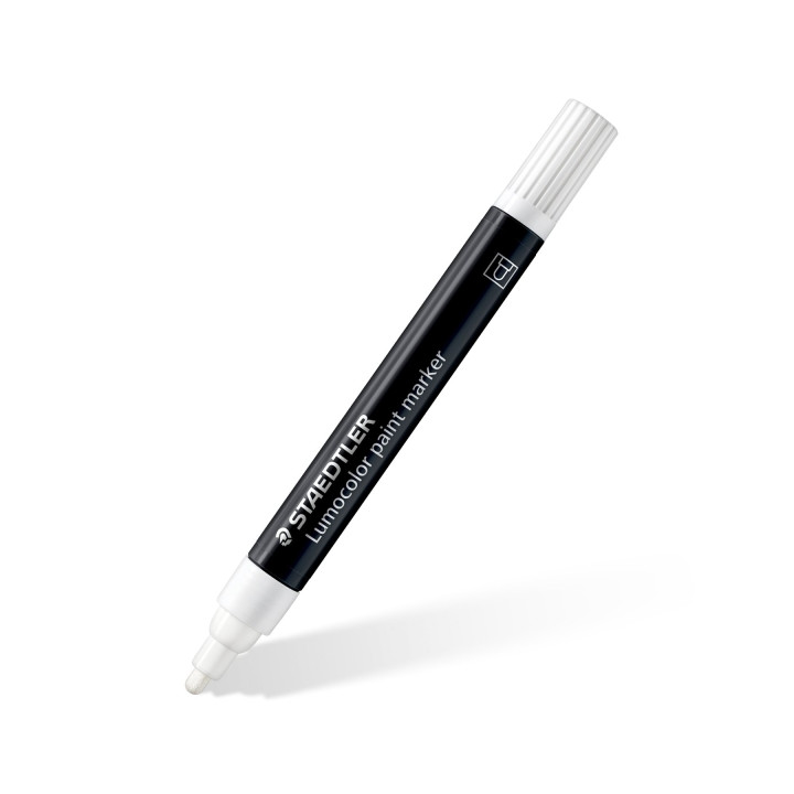 Staedtler Lumocolor 349 Marcador Acrilico Permanente - Trazo 2.4 mm aprox. - Tinta Base de Agua - Color Blanco