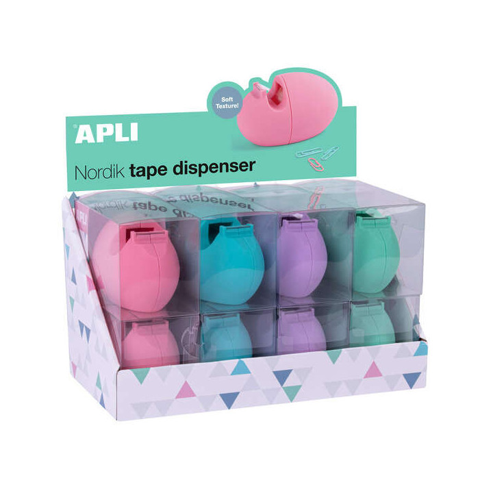 Apli Nordik Collection Dispensadores de Cinta Adhesiva - Medida 60x70x120mm - 8 Portarrollos de Diferentes Colores - Textura Su