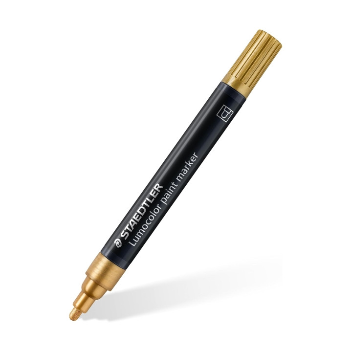 Staedtler Lumocolor 349 Marcador Acrilico Permanente - Trazo 2.4 mm Aprox - Tinta Base de Agua - Color Oro