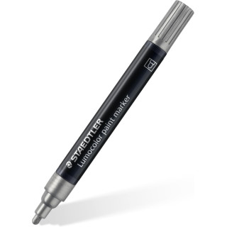 Staedtler Lumocolor 349 Marcador Acrilico Permanente - Trazo 2.4 mm Aprox - Tinta Base de Agua - Color Plata