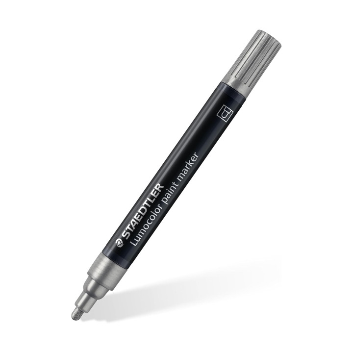 Staedtler Lumocolor 349 Marcador Acrilico Permanente - Trazo 2.4 mm Aprox - Tinta Base de Agua - Color Plata