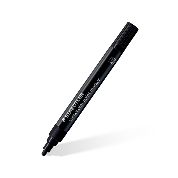 Staedtler Lumocolor 349 Marcador Acrilico Permanente - Trazo 2.4 mm Aprox - Tinta Base de Agua - Color Negro