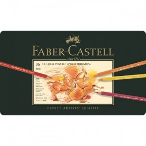 Estuche de metal polychromos con 36 lapices de colores surtidos faber castell 110036