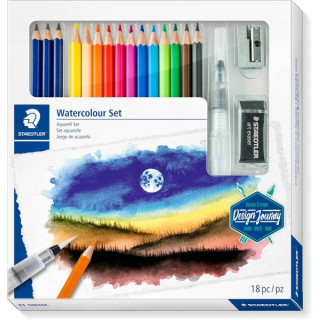 Staedtler Watercolour Set Design Journey Pack con 12 Lapices de Colores Surtidos Acuarelables
