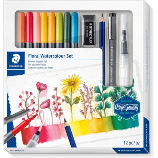 Staedtler Floral Watercolour Set Design Journey Pack con 8 Rotuladores Acuarelables Doble Punta en Colores Surtidos