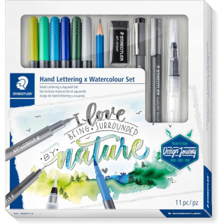 Staedtler Hand Lettering and Watercolour Set Design Journey Pack con 6 Rotuladores Acuarelables Doble Punta en Colores Surtidos