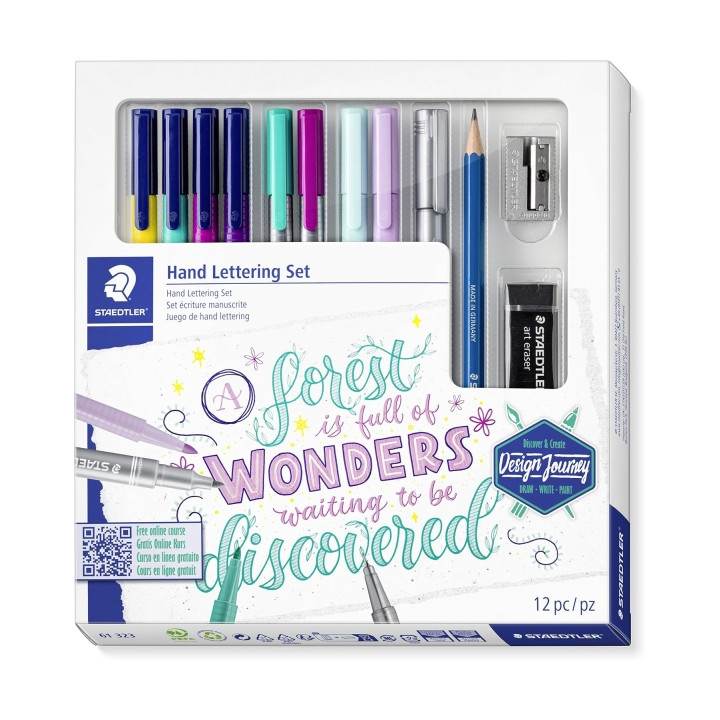 Staedtler Hand Lettering Set Design Journey Pack con 4 Rotuladores Triplus Color