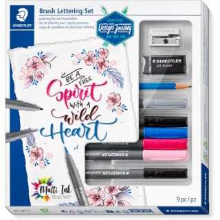 Staedtler Brush Lettering Design Journey Pack con 6 Rotuladores Pigment Art para Lettering en Colores Surtidos