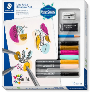 Staedtler Line Art & Botanical Set Design Journey Pack con 6 Rotuladores Pigment Art en Colores Surtidos