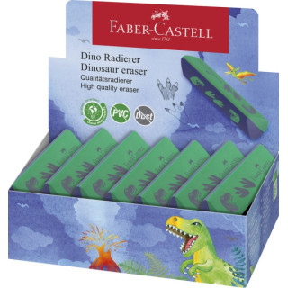 Faber-Castell Dinosaurio Goma de Borrar sin PVC - Forma Triangular Ergonomica - Sin Residuos - Borrado Limpio y Facil
