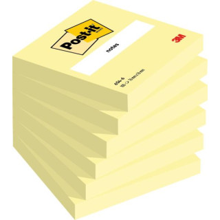 Post-it Pack con 6 Blocs de 100 Notas Adhesivas Removibles Canary Yellow 76x76mm - Papel con Certificacion PEFC - 7100103157 -