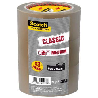 Scotch Classic Pack con 3 Precintos de Embalaje 50mm x 66m - Color Marron