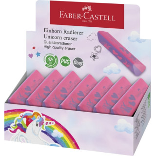 Faber-Castell Unicornio Goma de Borrar sin PVC - Forma Triangular Ergonomica - Sin Residuos - Borrado Limpio y Facil
