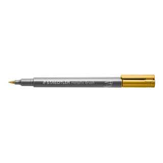 Staedtler Metallic Brush Rotulador Punta Pincel - Trazo 1 - 6mm Aprox - Tinta Base de Agua - Color Oro
