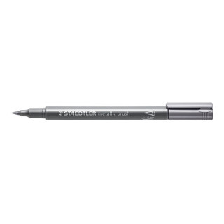 Staedtler Metallic Brush Rotulador Punta Pincel - Trazo 1 - 6mm Aprox - Tinta Base de Agua - Color Plata