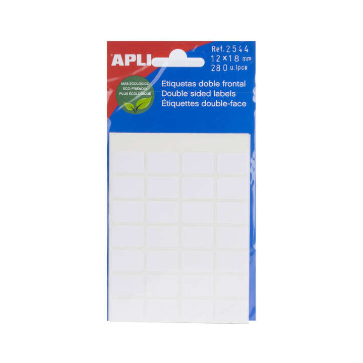 Apli Etiquetas Doble Frontal Blancas 12.0 x 18.0mm