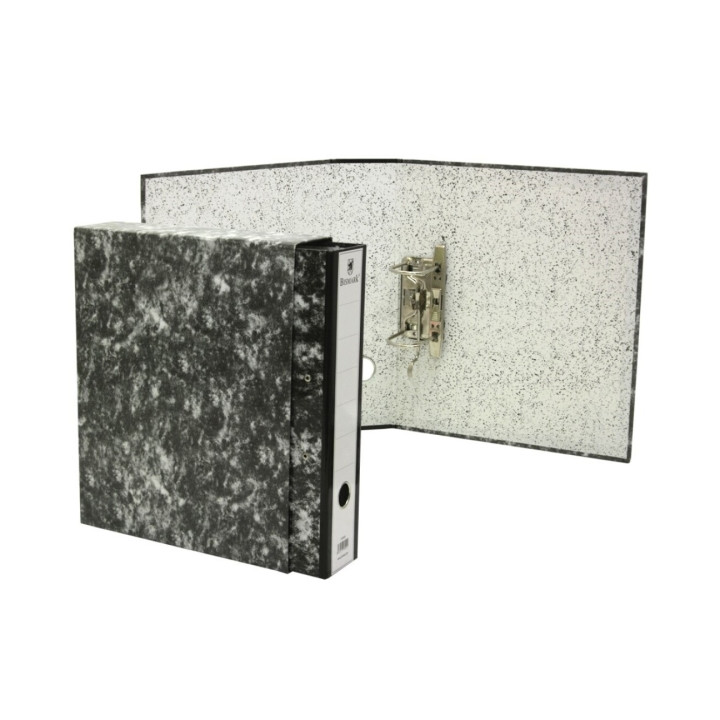 Bismark Archivador A-Z Jaspeado Folio con Funda - Lomo 75mm - Carton Forrado - Tarjetero en el Lomo - Mecanismo de Palanca - Co