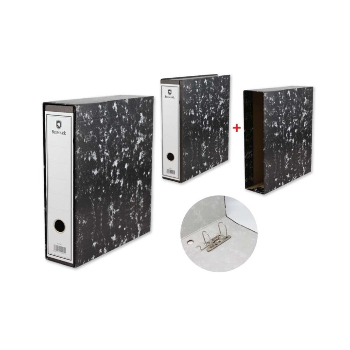 Bismark Archivador A-Z Jaspeado A4 con Funda - Lomo 75mm - Carton Forrado - Tarjetero en el Lomo - Mecanismo de Palanca - Color