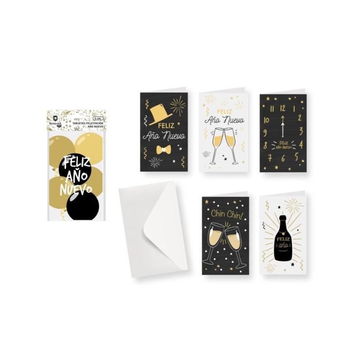 Bismark Pack con 6 Tarjetas de Felicitacion de Año Nuevo con Sobre