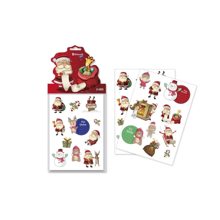 Bismark Pack con 2 Hojas de Pegatinas Papa Noel