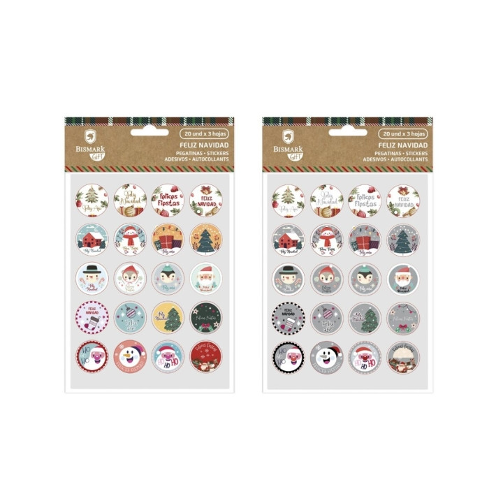 Bismark Pack de 60 Pegatinas Navideñas - Ideales para Decorar Regalos