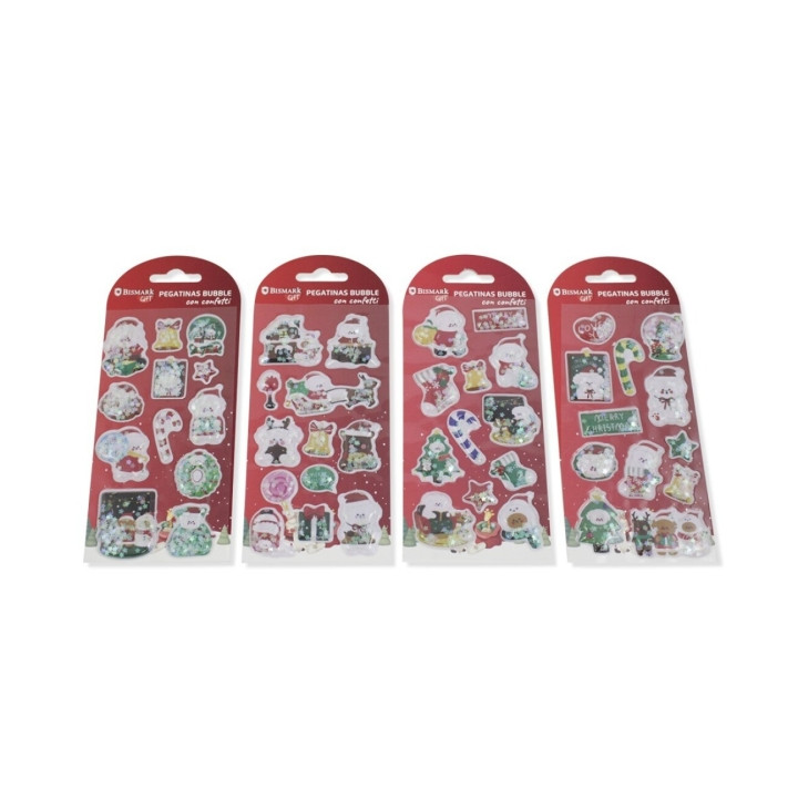Bismark Pack de Pegatinas Bubble con Confetti Papa Noel - Packs con Diseños Diferentes Aleatorios