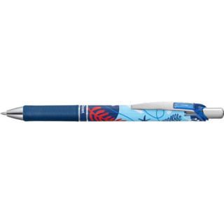 Pentel Energel Boligrafo de Tinta Gel Retractil 0.7mm - Trazo 0.35mm - Recargable - Grip de Agarre - Tinta Color Azul - Diseño